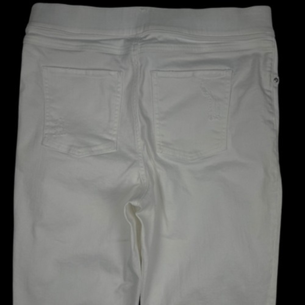 Spanx Jeans Womens L White Distressed Skinny Shaping Pull On Stretch Denim Pants - Picture 5 of 11
